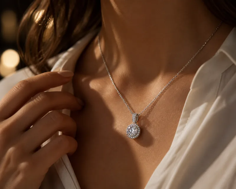 Round Halo Pendant — view 4