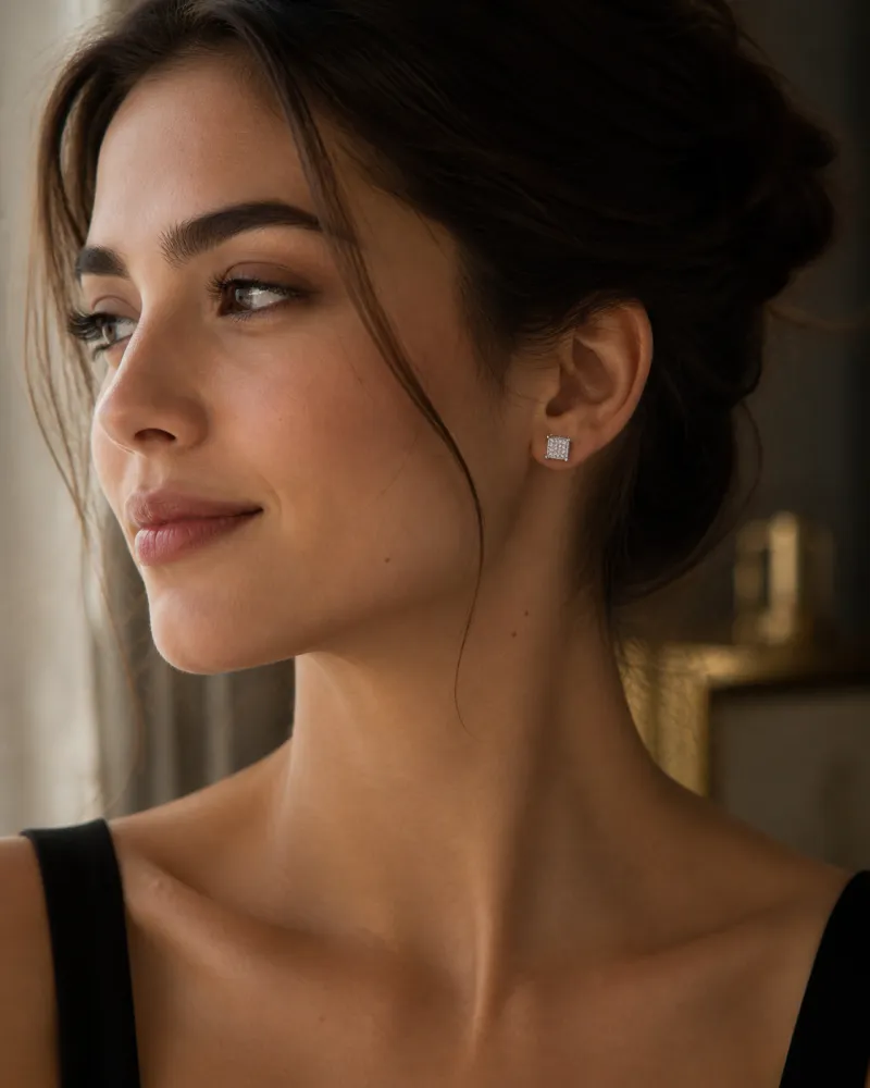 Cubic Cluster Stud Earrings — view 4