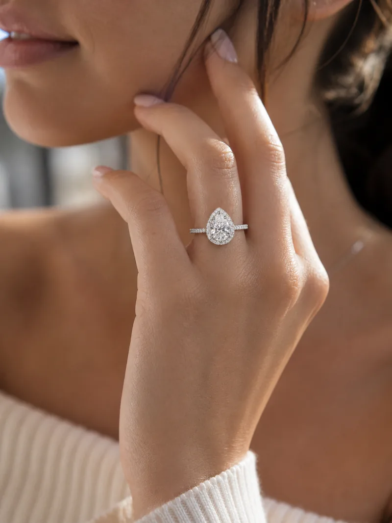 Pear Halo Ring — view 3