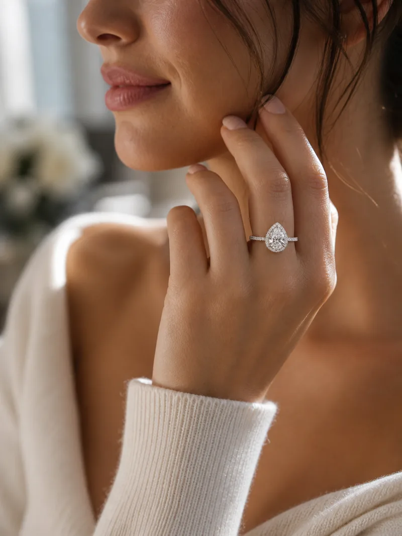 Pear Halo Ring — view 4