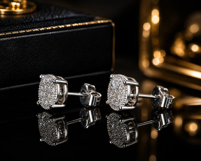 Round Micro Pavé Stud Earrings — view 2