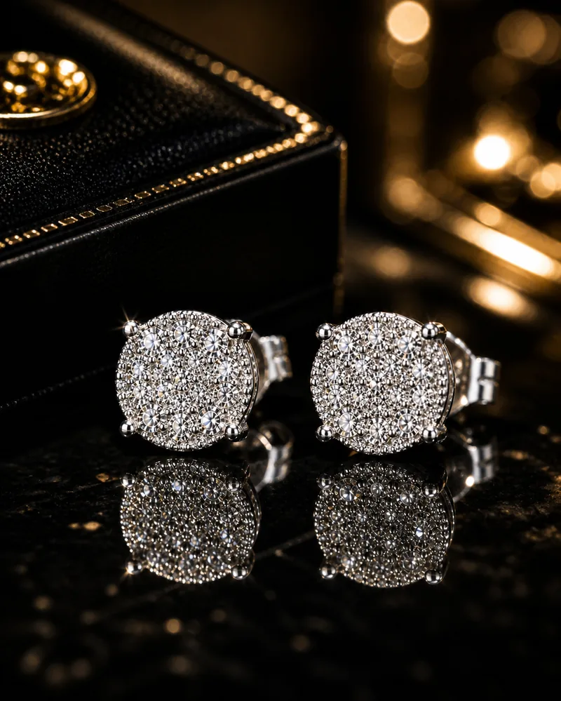 Round Micro Pavé Stud Earrings — view 1